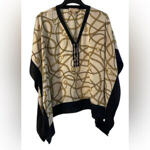 Michael Kors Cape Look V-Neck Blouse with Gold Chain Accent Women’s Size S/M